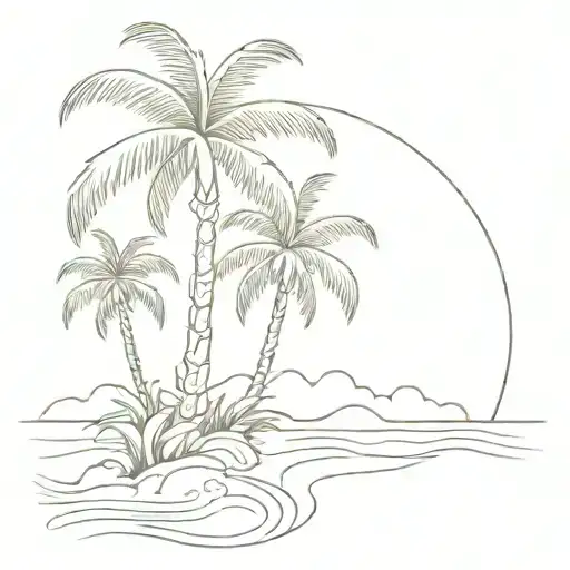 Palm Tree In A Island