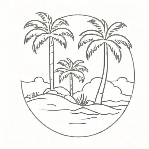 Palm Tree In A Island