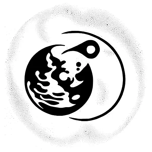 Earths Moon With Water Bending Symbol
