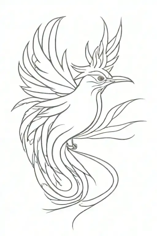 Phoenix Fine Line Drawing