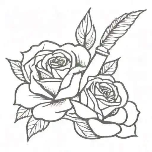 Knife Going Through Rose Intertwined