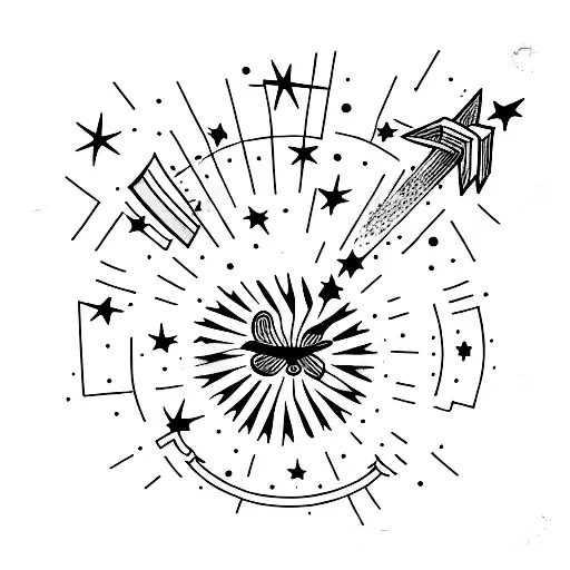 A Minimalist Tattoo Of A Shooting Star Illuminating A Stack Of Books