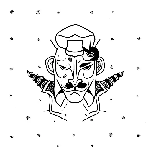 A Minimalist Tattoo Of A Spanish Matador With A Feminist Symbol In The Background