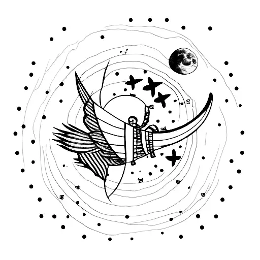 Fly Me To The Moon Writing With A Dainty Moon And Stars