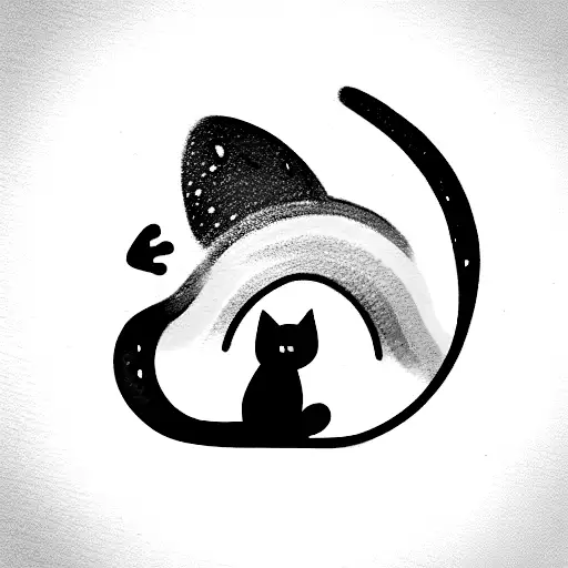 Small Black Cat With Rainbow