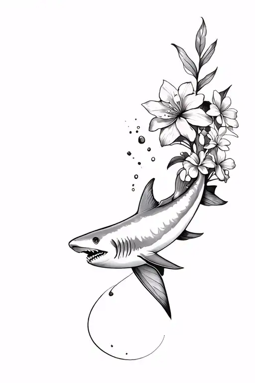 Tropical Flowers Shark Breathe
