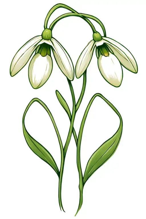 A Snowdrop Flower Siluette Twin Sisters 1 Boy 1 Girl Support Each Other