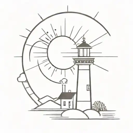 Light House And Sun Rising