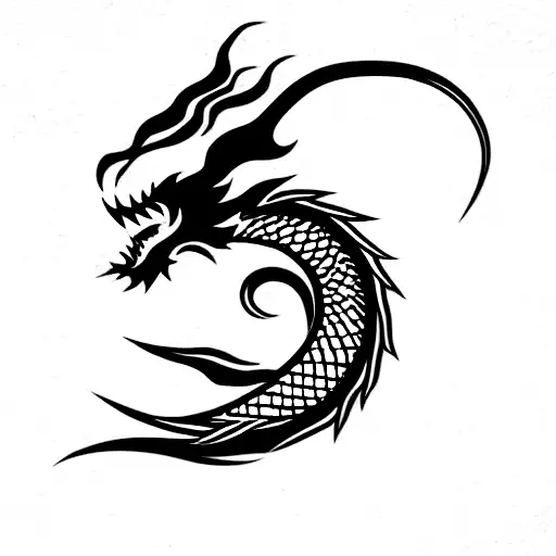 Dragon Profile With Long Tail