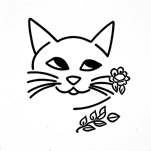 Cat In A Flower Field