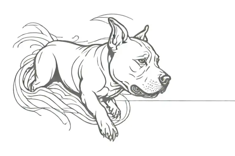 Pit Bull And Ocean Wave Crashing