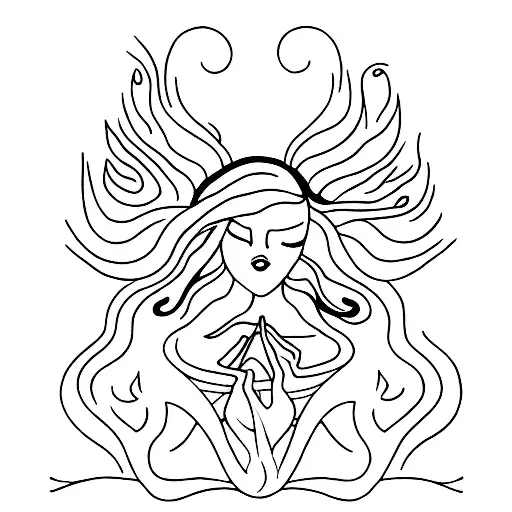 A Beautiful Woman Crawling Out From Fire