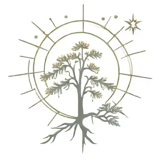 Starburst Sun Morphed Into Pine Tree