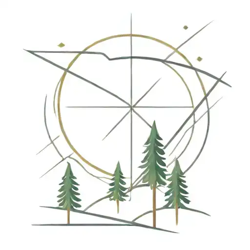 Abstract Sun Rays Morphed Into Pine Tree