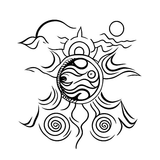 2 Birds And Sun To Represent Strength