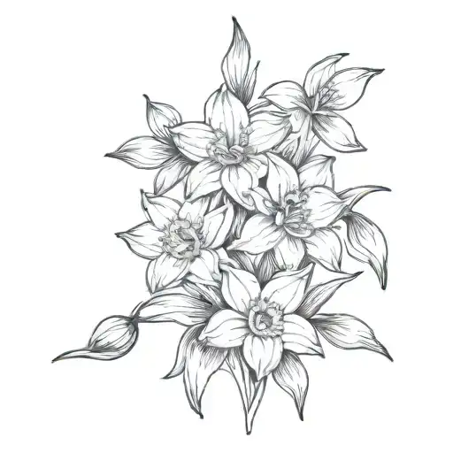 Simple Daffodils With Simple Line Art Cross
