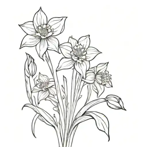 Very Simple Daffodil Flower Stems And Sprouting