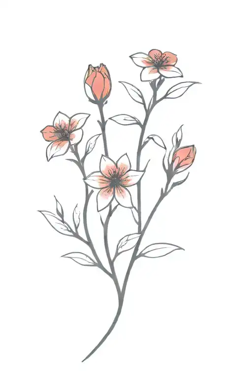 Red Flowers And Black Stems Entwined