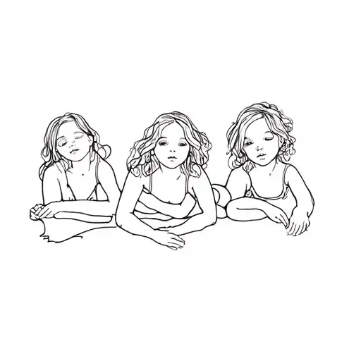 Three Little Girls Laying On The Floor