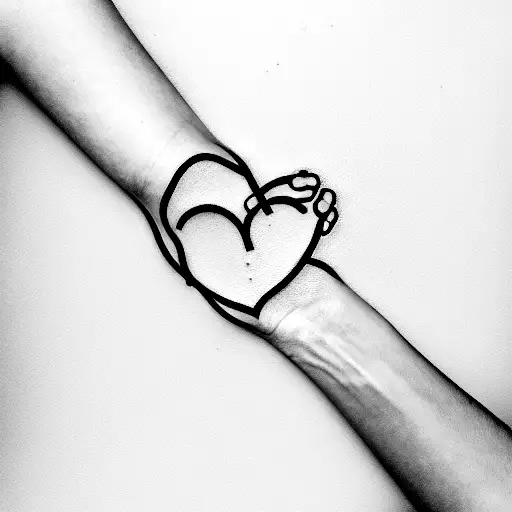 Two Hands With A Small Heart And Benjamin Written On A Line
