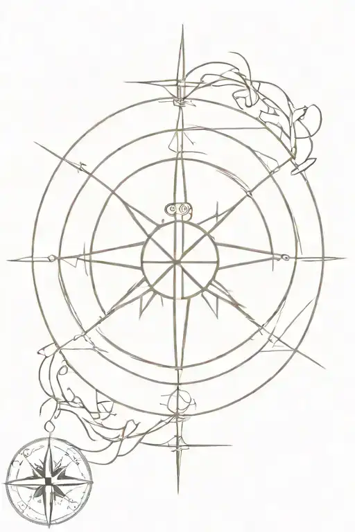 Compass With Christ Crucified And Heads