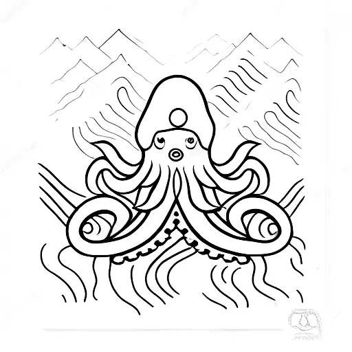 An Octopus Wrapped Around A Mountain Peak