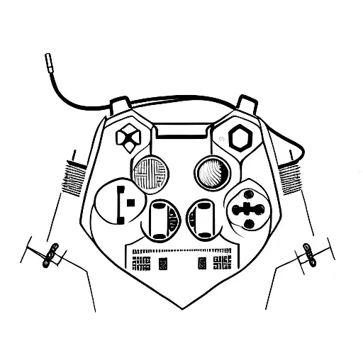 A Minimalist Tattoo Of A Game Controller Intertwined With A Veterinary Symbol