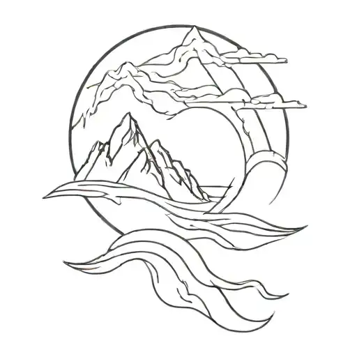 Mountain And Water Wave Crashing