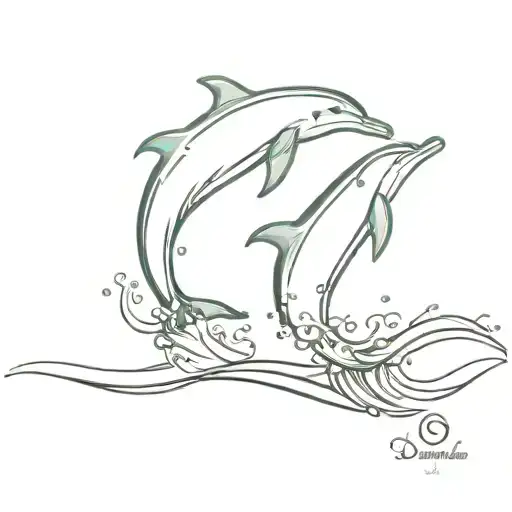 2 Dolophins Juping From The Water Waves