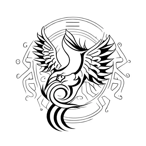 Gato Negro Con Un Phoenix A Color Detras