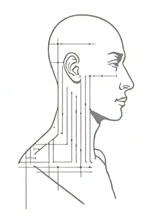 Binary Code Vertical Line On Neck