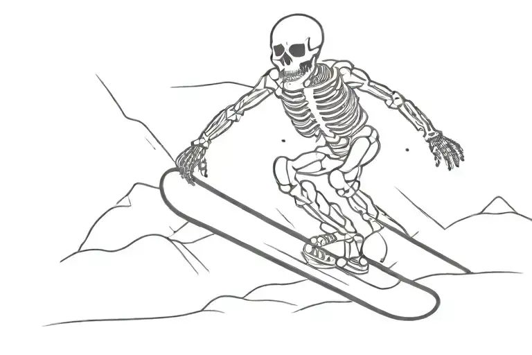 Skeleton Riding On A Snowboard Season