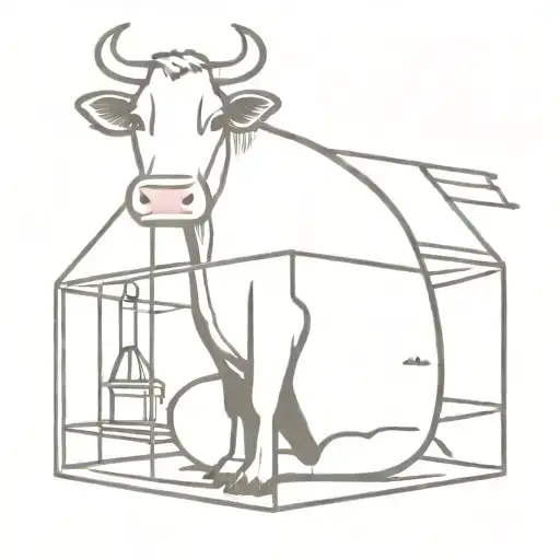 Cow In A Bird Cage Sitting On A Pike Head Axe