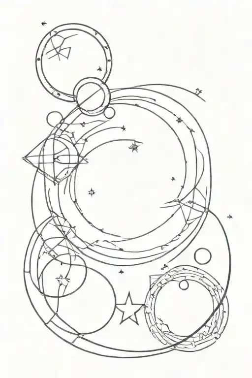 Moon Phases Intertwined With Celestial Symbols