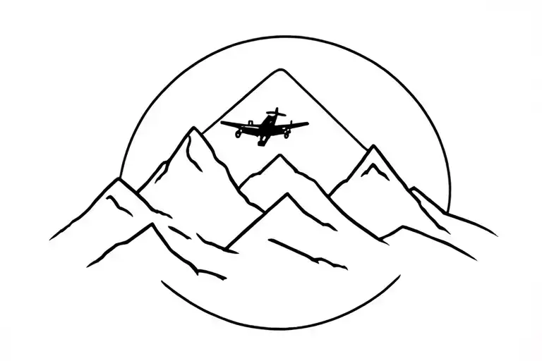 Small Airplane And Mountains