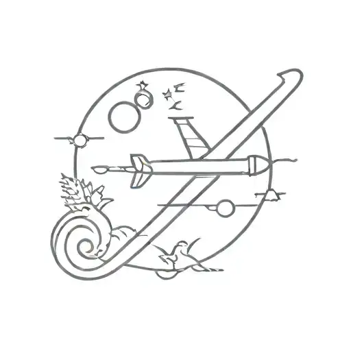 Airplane And Moon And Sun