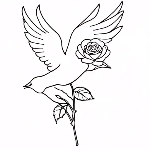 A&r With Dove Holding A Rose