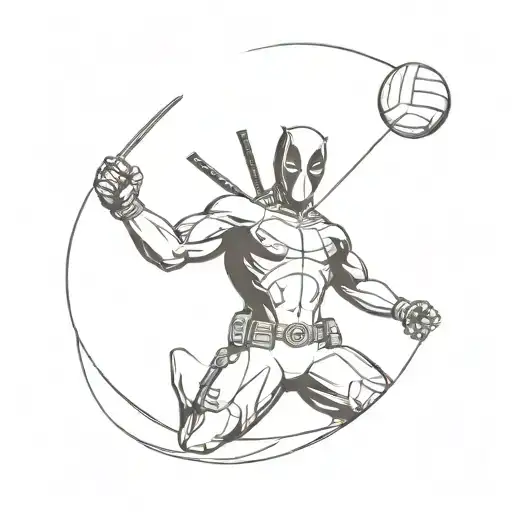 Deadpool Playing Volleyball On A Minimalist Background