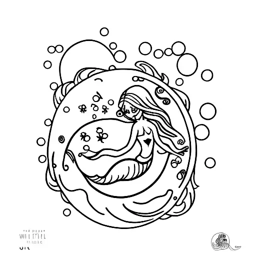 Trhee Mermaids In Line And A Full Moon