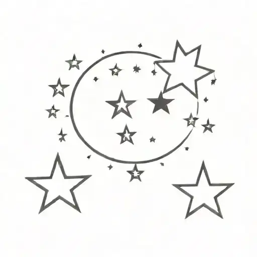 Moon And Two Stars Scattered