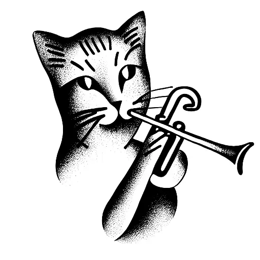 Cat Playing A Trumpet