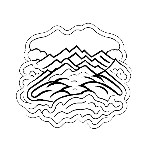 A Minimalist Tattoo Of A Hiking Boot With A Mountain Peak As The Sole