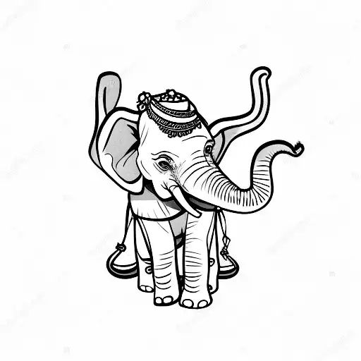 Mummy Elephant With Trunk Wrapped Around Baby Elephant