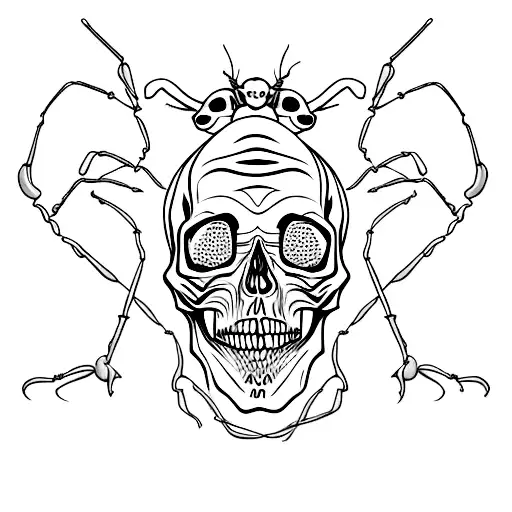 Skull With Crawling Spiders