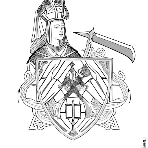 A Captivating Portrait Of A Medieval Queen Warrior With A Beautifully Detailed Sword