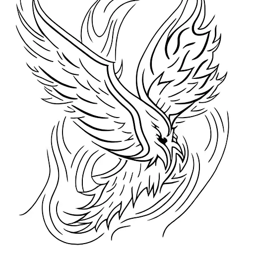 A Minimalist Tattoo Of A Phoenix Rising From Flames