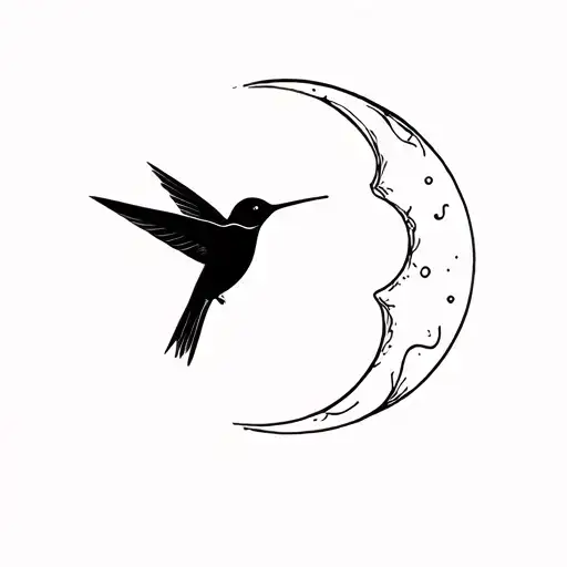 Moon And Humming Bird