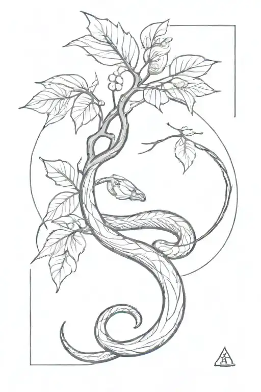 A Snake Circling A Cherry Tree Branch