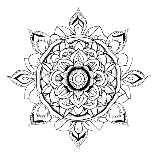 A Black-grey Tattoo Featuring A Mandala With Intricate Floral Patterns Surrounding The Number 11