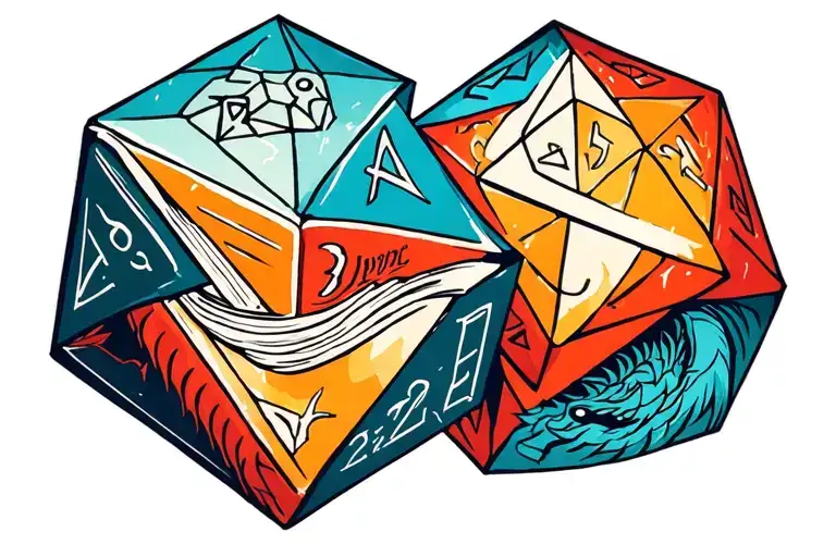 D20 With Books And Dragon